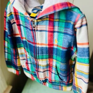 NWOT - Ralph Lauren Children’s Madras print Zip up jacket. Size 4T.